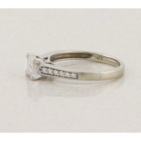 14k White Gold Diamond Ring .36 Carats Engagement Size 6 3/4 - Picture 7 of 8